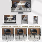 Modern Dining Chairs Set of 6, Faux Leather Upholstered Kitchen Chairs with Curved Back and Metal Legs, Mid Century Chairs for Dining Room, Kitchen, or Café (Black)