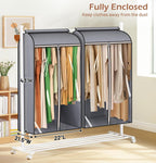 MISSLO 43" Hanging Garment Bags for Hanging Clothes Fully Enclosed Coat Bags for Closet Storage Clothes Cover with Large Clear Window and 3 Zippers (Rack not included), 2 Packs