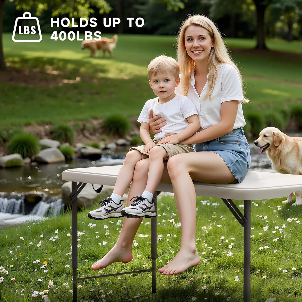 Folding Table 4 Foot - 3-Position Adjustable Height, Heavy Duty 400 lbs Capac...