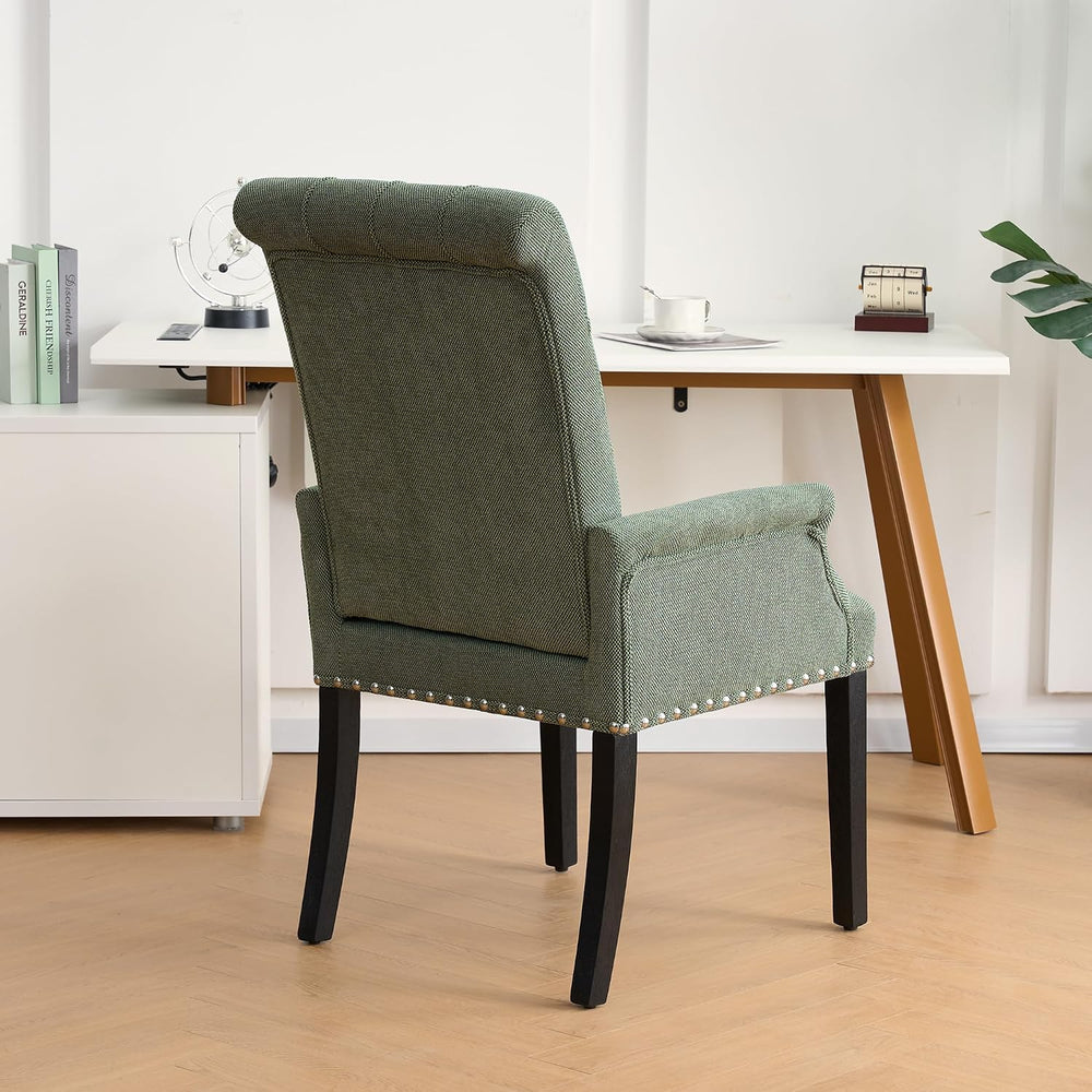 adochr Upholstered Fabric Accent Dining Chair, Arm Dining Chair with Elegant ...