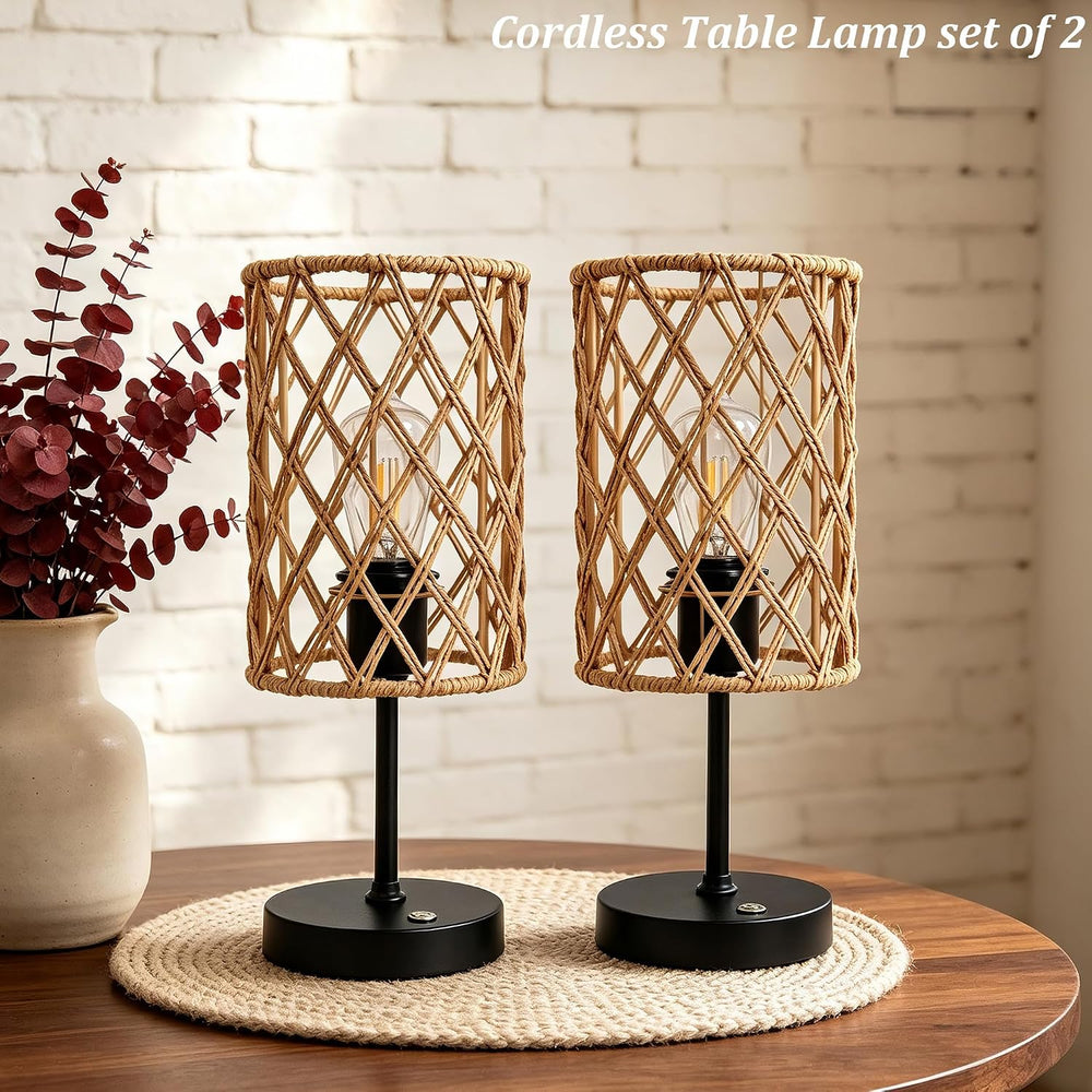 Rechargeable Outdoor Patio Table Lamps, Set of 2 Cordless Battery Operated Po...
