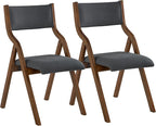 Ball & Cast Modern Folding Chairs Foldable Dining Chairs Set of 2, 18" Seat Height, Dark Grey