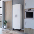 23.62" D*11.81" W*70.87H Freestanding Kitchen Pantry with 4 Shelves, Double Door, Rectangular Storage Cabinet, Modern Minimalis, for Living Room, Dining Room, White