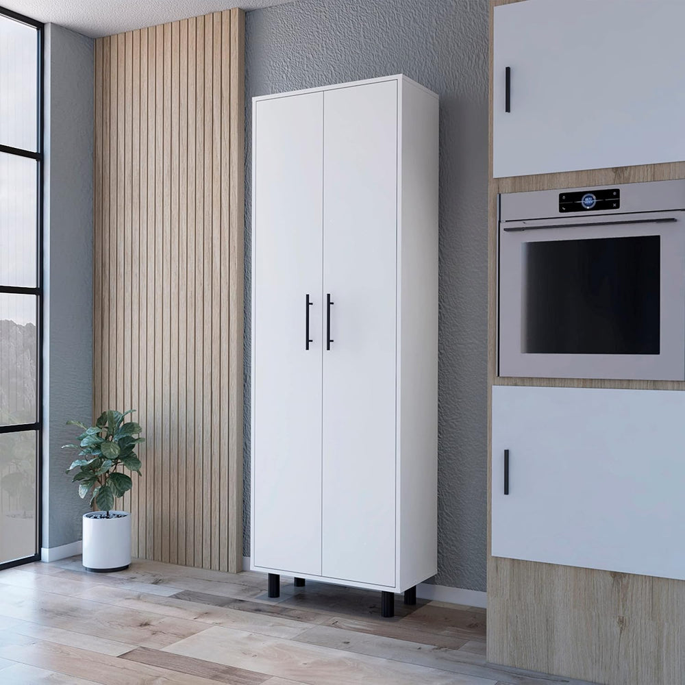 2 Door 5 Shelf Kitchen Pantry White