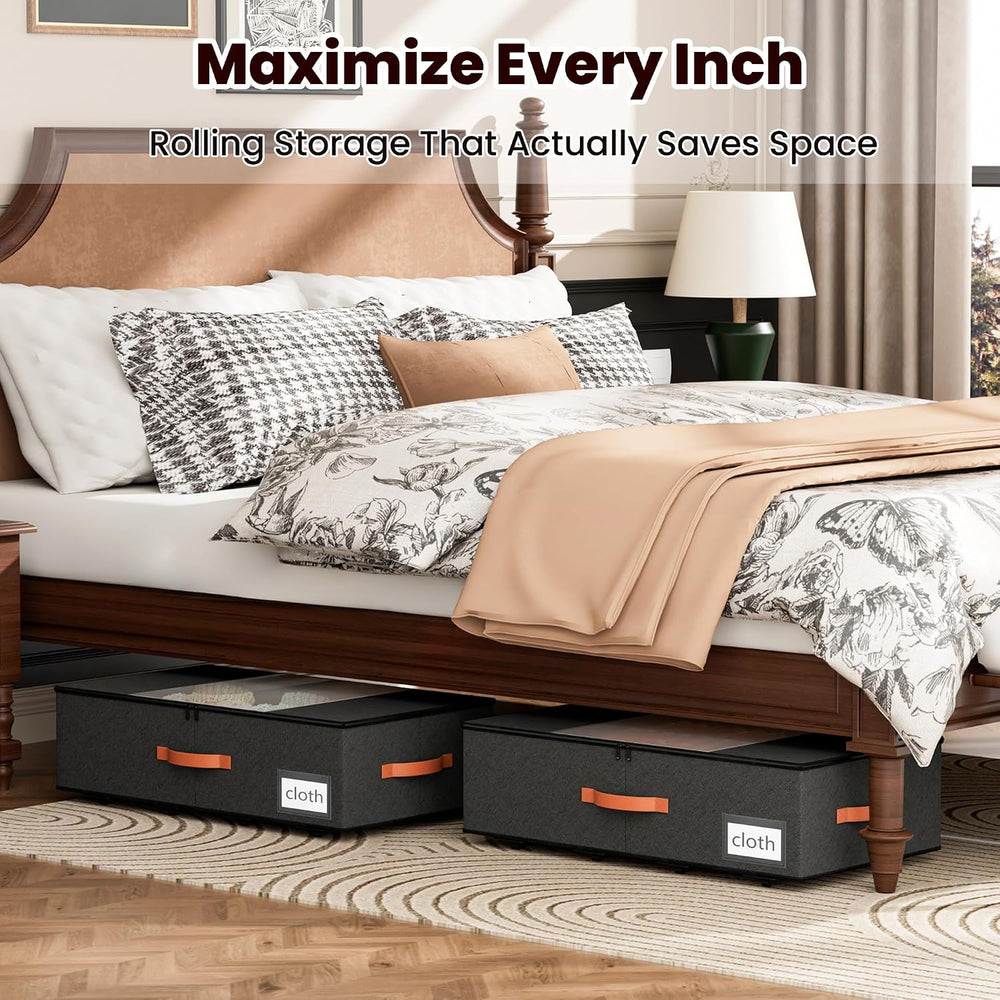 TOSKING 2-Pack Under Bed Storage Drawers with Wheels, 6 Vacuum Bags, 7.9&quot...