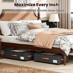 TOSKING 2-Pack Under Bed Storage Drawers with Wheels, 6 Vacuum Bags, 7.9" Height, Large 65L/80 lbs Clear Lid Rolling Bin, 900D Oxford, Space Saver for Dorm Bedroom, Blankets, Clothes, Shoes, Black