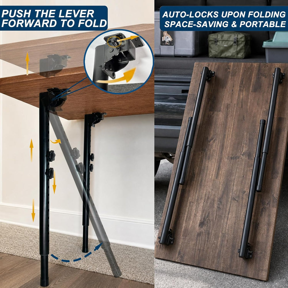 Benbuoo Folding Adjustable Table Legs 21 to 35 inch, Metal Telescopic Storage...