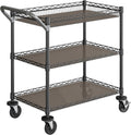 Seville Classics UltraDurable NSF Commercial Heavy Duty Metal Rolling Utility Cart, w/Steel Shelves, Handle Bar for Garage, Warehouse, Kitchen, Office, Deep Top Basket (34.75" W x 20.25" D), Graphite
