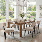 Upholstered Dining Chairs Set of 6 Modern Wooden Kitchen Chairs Fabric Side Dining Room Chair Farmhouse Dinner Chair, Beige