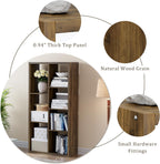 Cube Storage Organizer Bookcase, Decorative 11 inch Open Back Cubical Shelf with Thickened Border, Display Bookshelf for Living Room, Home Office, Sturdy Room (Brown, 8 Cube)