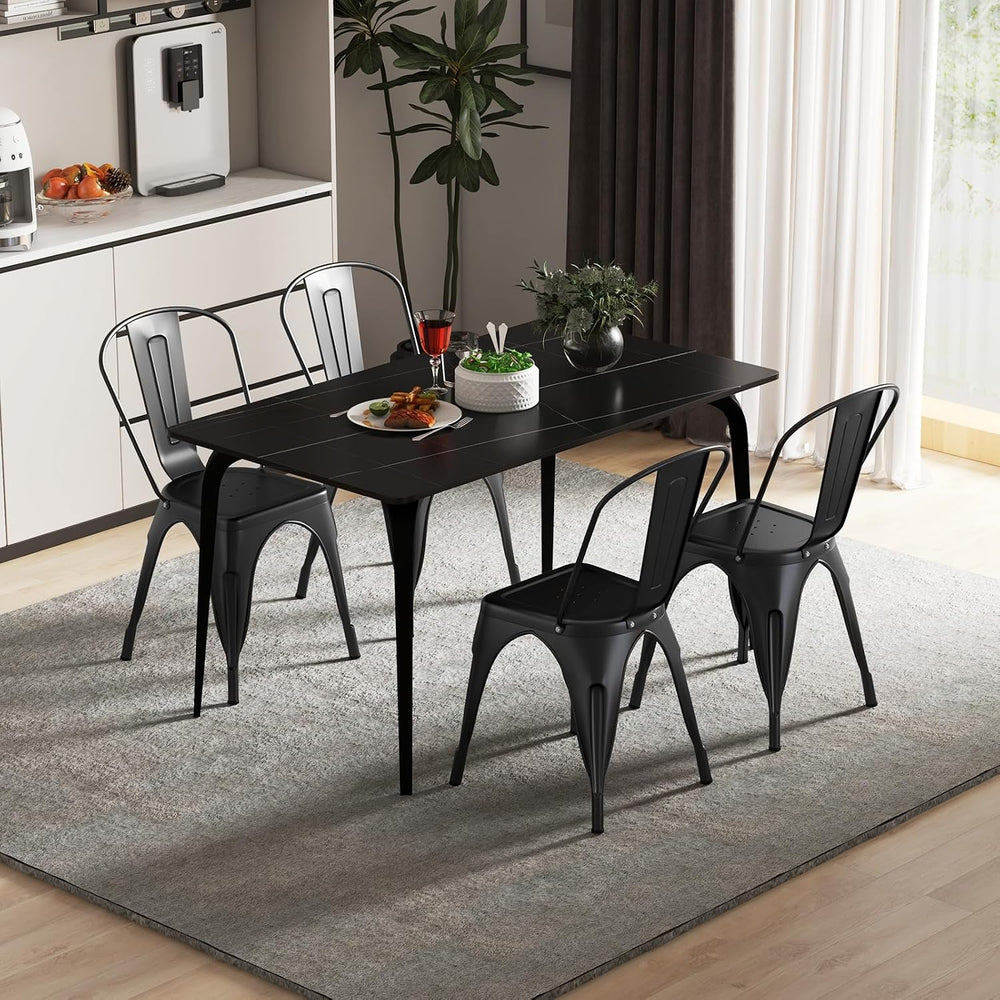 Giantex Metal Dining Chairs Set of 4, Farmhouse Kitchen Chairs with Removable...
