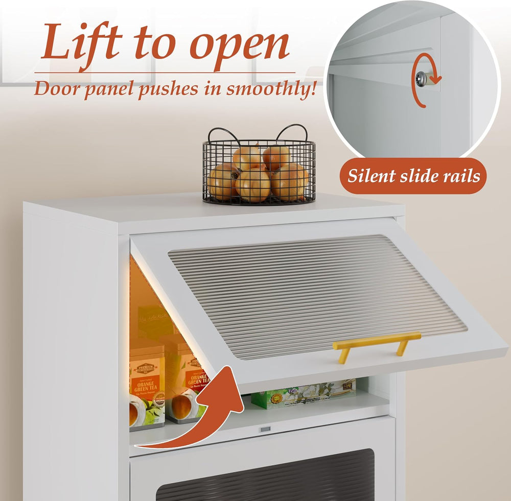 3-Tier Metal Kitchen Storage Cabinet with Drawer, Freestanding Microwaves Rac...