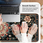 Vintage Persian Carpet Mouse Pad – Large Extended Desk Mat 31.5 x 11.8 in – Oriental Floral Rug Design, Non-Slip Rubber Base, Stitched Edges, Soft Keyboard & Mouse Mat for Office or Gaming