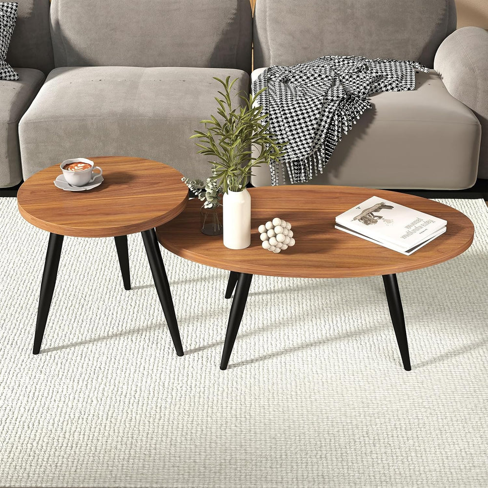 2-Piece Oval & Round Nesting Coffee Table Set