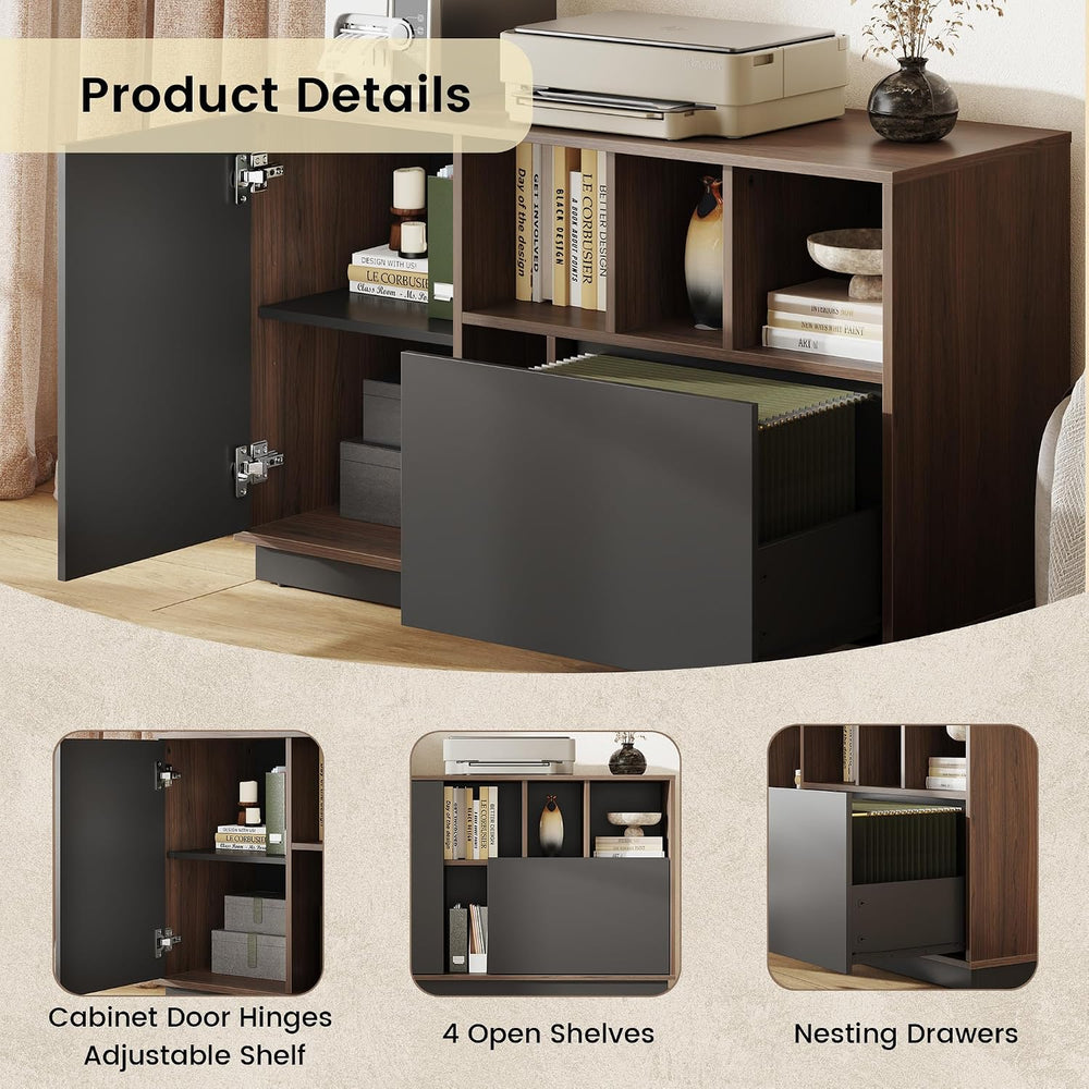 ModernMate 39" File Cabinet with Drawer, Office Storage Cabinet with Doo...