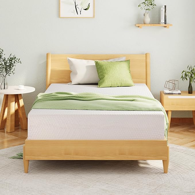 Twin XL Memory Foam Mattress, 8 Inch Bed Mattress in a Box with Cooling Green Tea Gel, Relieve Pressure with Medium Support, CertiPUR-US Certified, 80''L x 38''W, White