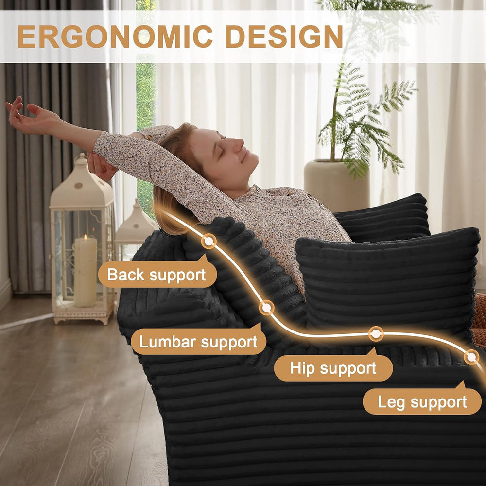 66" Chaise Lounge Chair Indoor, Chair Couches for Living Room,Deep Seat ...