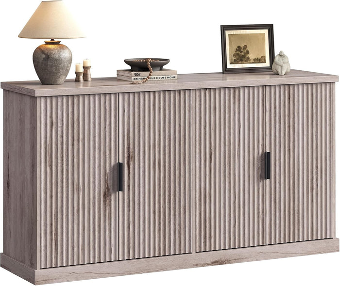 VASAGLE Contemporary Buffet Cabinet with Adjustable Shelves, Fluted Doors
