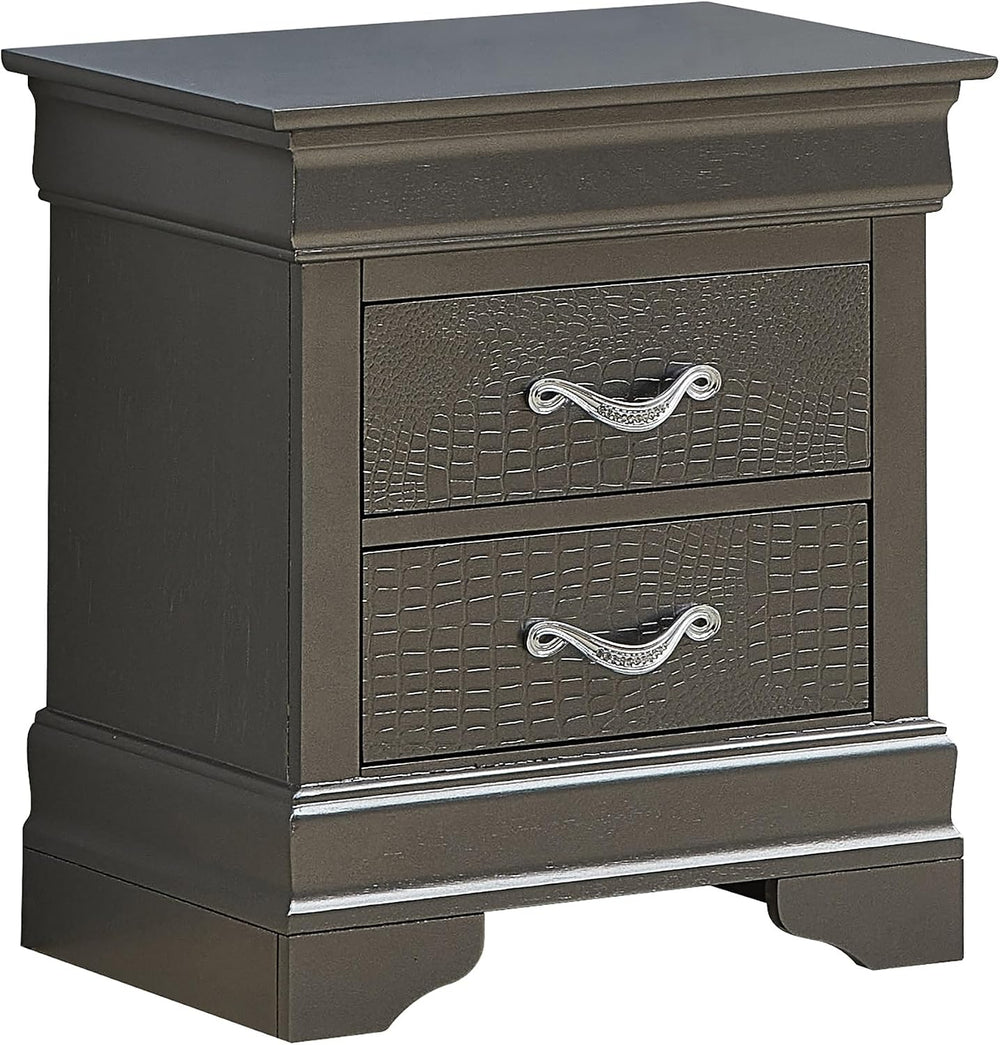 Sleek Metallic Black Nightstand with Drawers ﻿,for Small Spaces