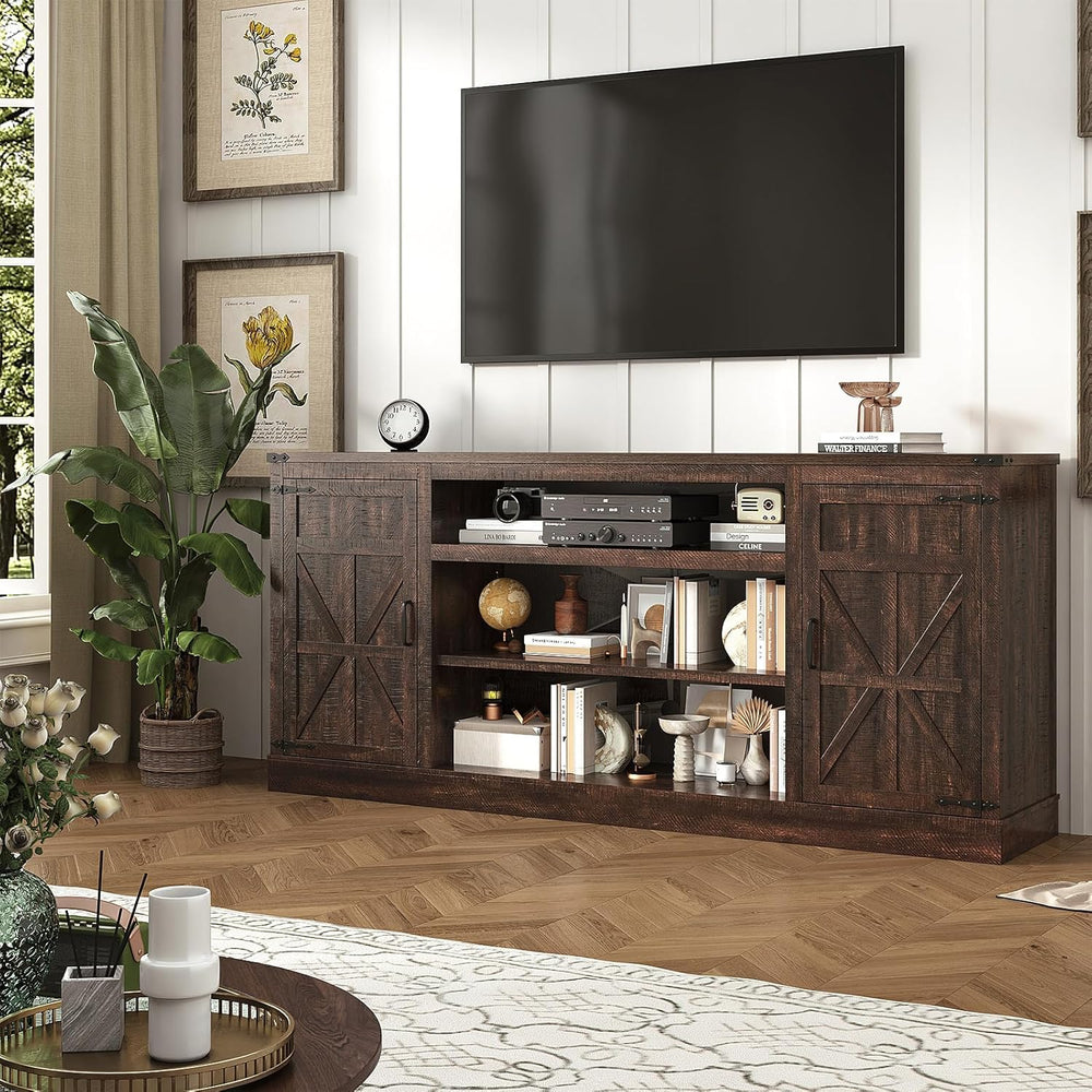XVD 75" Farmhouse Coffee Bar Cabinet with Charging Station, Sideboard Bu...