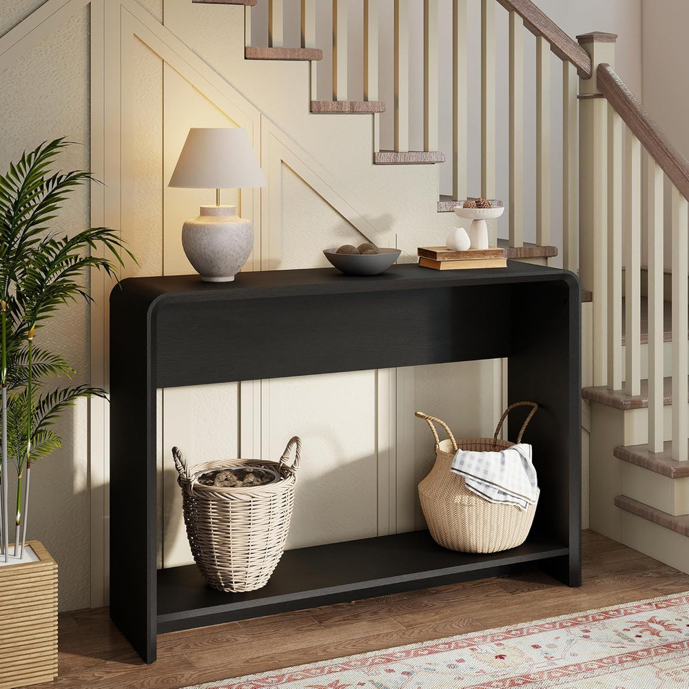 42.3" Modern U-Shaped Console Table, 11.5" Narrow Waterfall Entrywa...