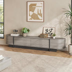 Coffee Table and TV Stand Set of 2,76.4'' Modern TV Console，Entertainment Center with 4 Drawers,Modern Oval Coffee Table with Storage, Wood Center Tables for Living Room, Bedroom, Home Office, Grey