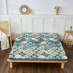 Japanese Floor Mattress Twin, Anti-Slip Japanese Futon Foldable Tatami Mat for Guests, Boho Green Checkered