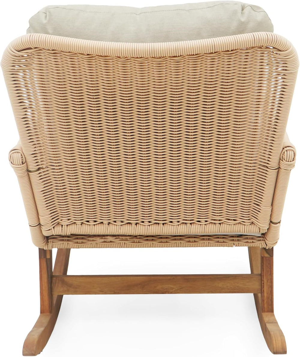 Christopher Knight Home Nadine Patio Rocking Chair, Wicker Rocker, Wood Leg R...