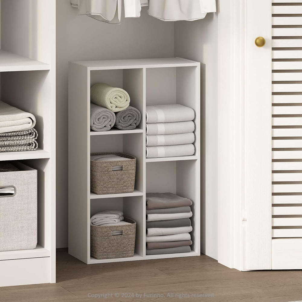 Furinno Reed Closet Organizers and Storage, 5-Cube Reversible Closet Shelves,...