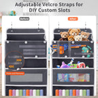 Over the Door Organizer, Large Capacity 5 Shelfs Hanging Door Organizer with Pockets and DIY Slots for Toys, Shoes, Diapers, Clothes, Behind Door Storage for Closet Wall Bedroom Nursery Pantry, Gray
