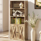 IRONCK Industrial Bookshelves and Bookcases with Doors 11.8 in Depth Floor Standing 5 Shelf Display Storage Shelves Bookcase Home Decor Furniture for Home, Office, Living Room, Bedroom