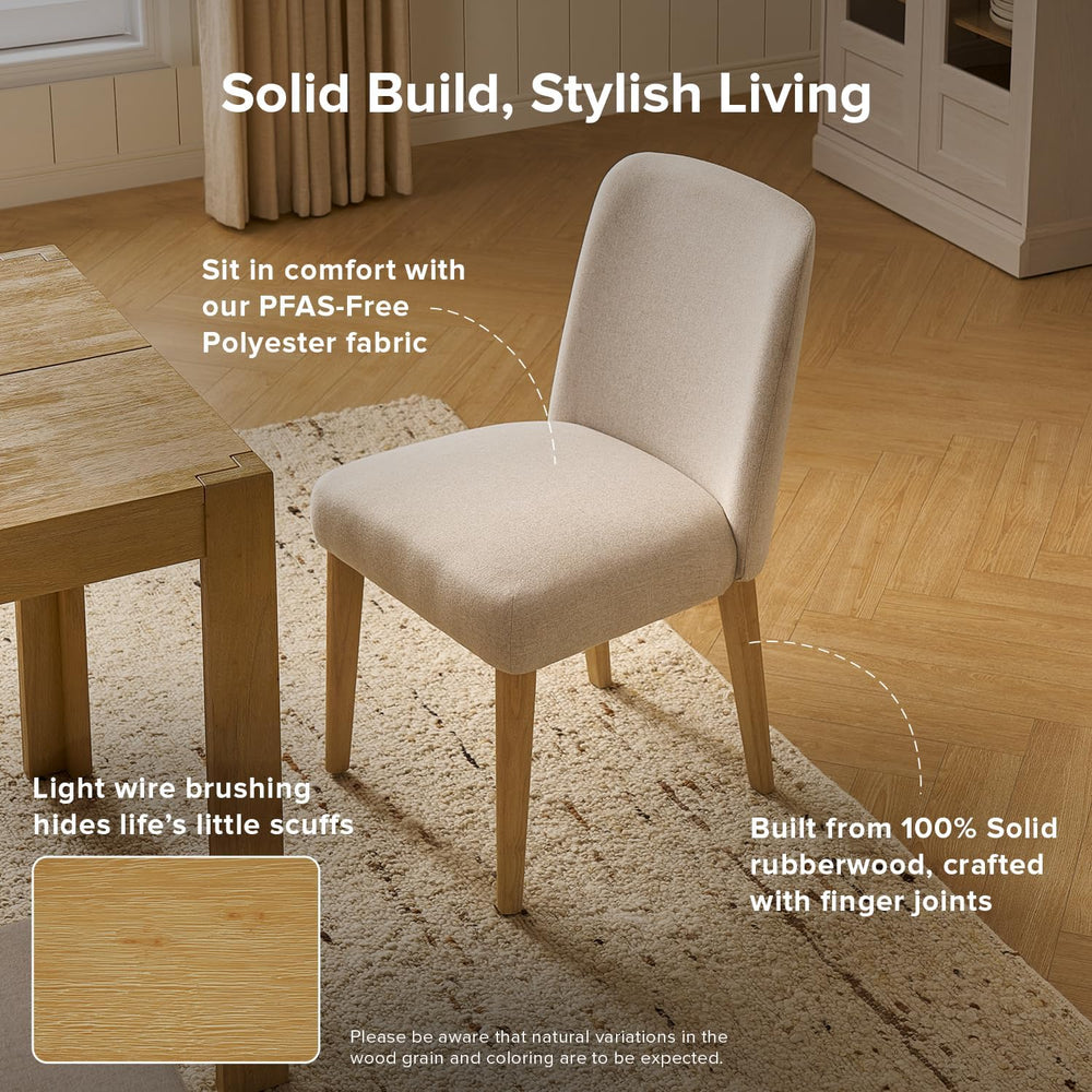 mopio Logan Upholstered Beige Parson Dining Chair Set of 4, Modern Farmhouse ...