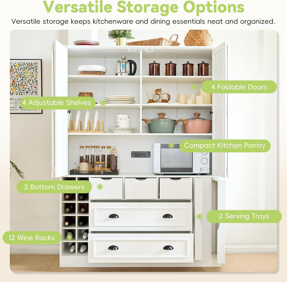 roomfitters 71" Kitchen Pantry Organizers and Storage Kitchen Cabinet, P...