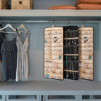 3 Pack Hanging Jewelry Organizer Storage with 39 Pockets, 30 Necklace Hooks Double Sided Wall Mount Earring Holder Organizer Bracelet Necklace Jewelry Display Hanger for Closet Door (Black)