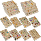 24 Grid Stackable Jewelry Organizer Tray Velvet Jewelry Drawer Inserts Earring Organizer for Women Jewelry Display Box Case for Earring Rings Stud Necklaces (Set of 8, Beige