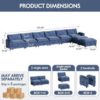 Homall 232" Modular Sectional Sofa, Oversized Sofa Couch with Reversible Ottoman, DIY Combination Chenille Deep 6-Seat Cloud Couch for Living Room, Apartment (Dark Blue, Oversized Sofa)