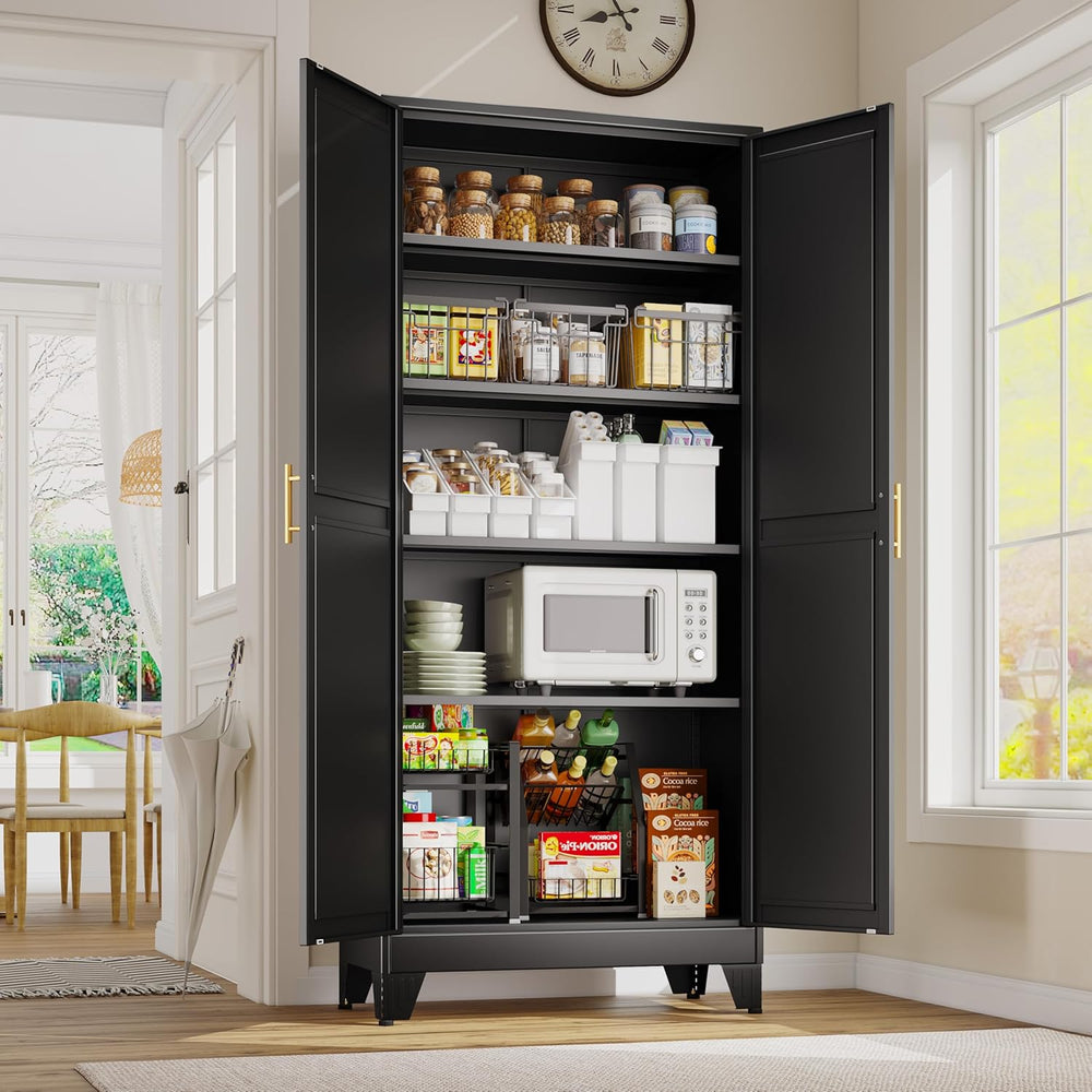 GAIOUS 71" Tall Metal Storage Cabinet with 2 Doors and 4 Adjustable Shel...