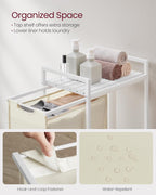 VASAGLE Laundry Hamper, Laundry Basket, Laundry Sorter with a Pull-Out and Removable Bag, Shelf, Metal Frame, 12.4 Gallons (47 L), 16.5 x 11 x 29.5 Inches, Cream White and Cloud White UBLH001W01