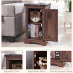 JXQTLINGMU Farmhouse 17" Nightstand Set of 2, Brown | Rectangular/ Rustic End Table with Barn Door /Adjustable Shelf/ Wood Sofa Side Table/ for Living Room, Bedroom