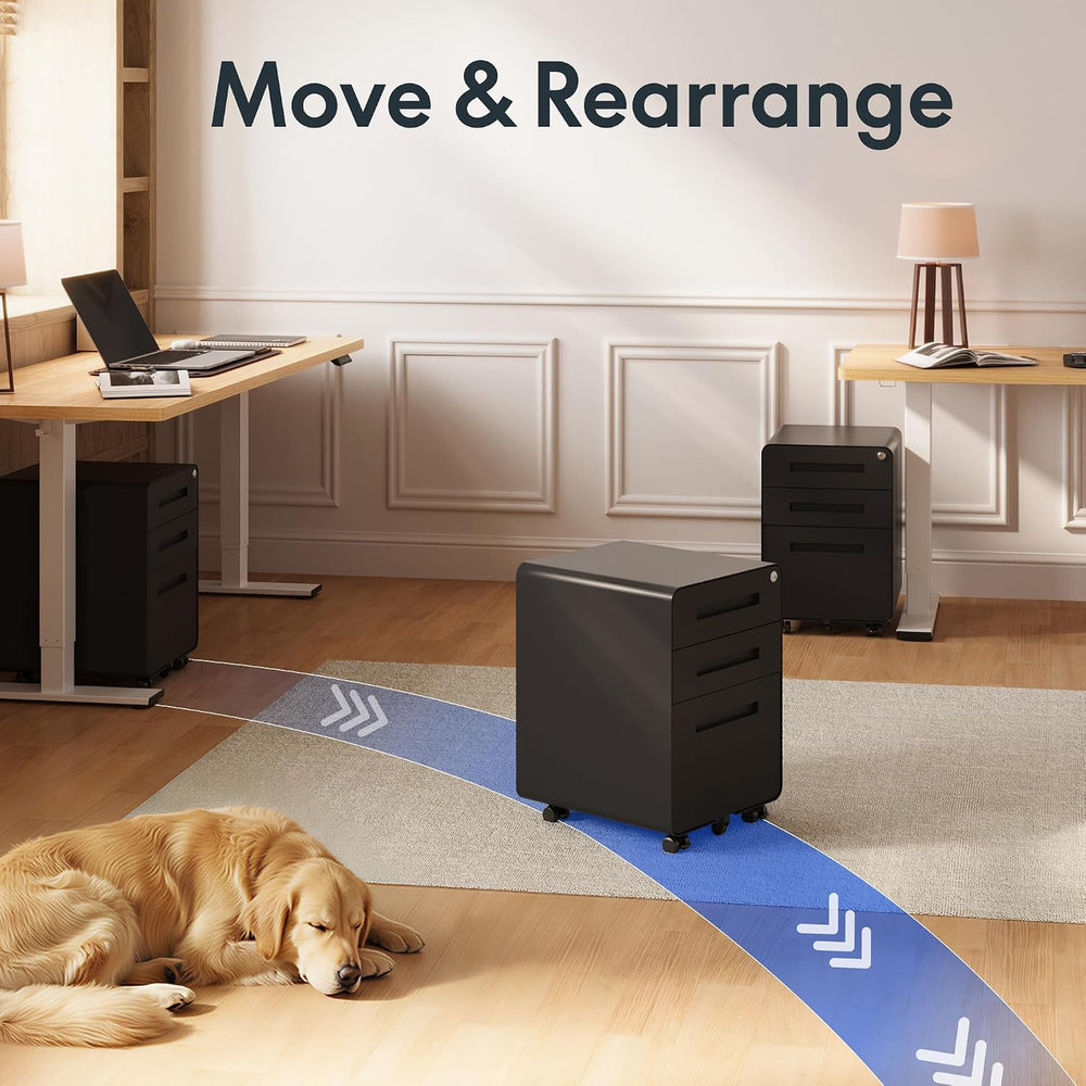 FLEXISPOT 3 Drawer File Cabinet, Mobile Metal Filing Cabinet with Lock,Legal/...