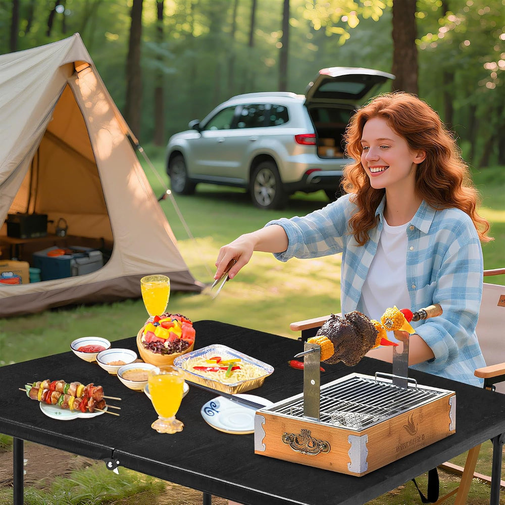 34" Folding Table, Portable Square Camping Card Table with Collapsible L...