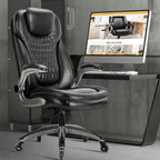 Executive Office Chair-Ergonomic Computer Desk Chair, High Back Leather Chair Swivel Home Office Chair with Upgraded Casters-Black, Set of 2
