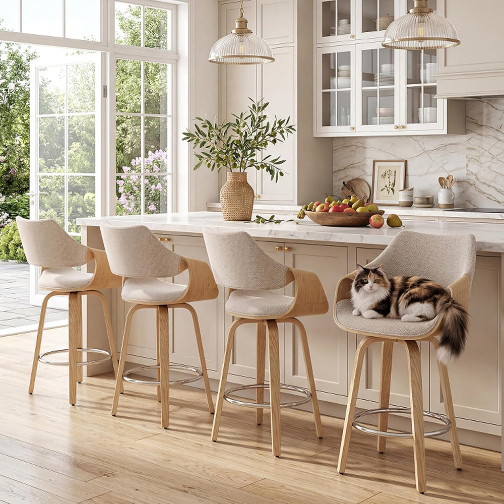 26'' Modern Barrel Swivel Counter Stools Counter Height Swivel Bar St...
