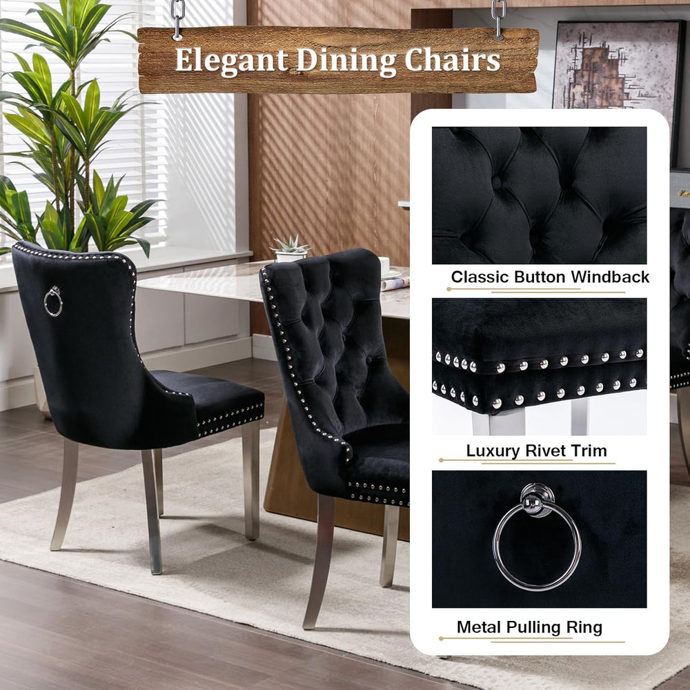 Faux Marble Extendable Dining Table Set for 6, Modern White Kitchen Table Set...