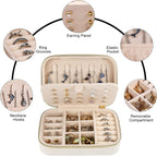 Dajasan Velvet Travel Jewelry Boxes, Small Travel Jewelry Case, Portable Travel Jewelry Organizer Box for Birthday Mother's Day Valentine's Day (Beige)