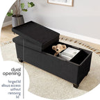 STORAGEBUD Storage Ottoman Bench with Bins, 43-in Storage Bench for Bedroom End of Bed, Folding Foot Rest Ottoman for Living Room Max 660lbs, Fabric Ottomans, Black