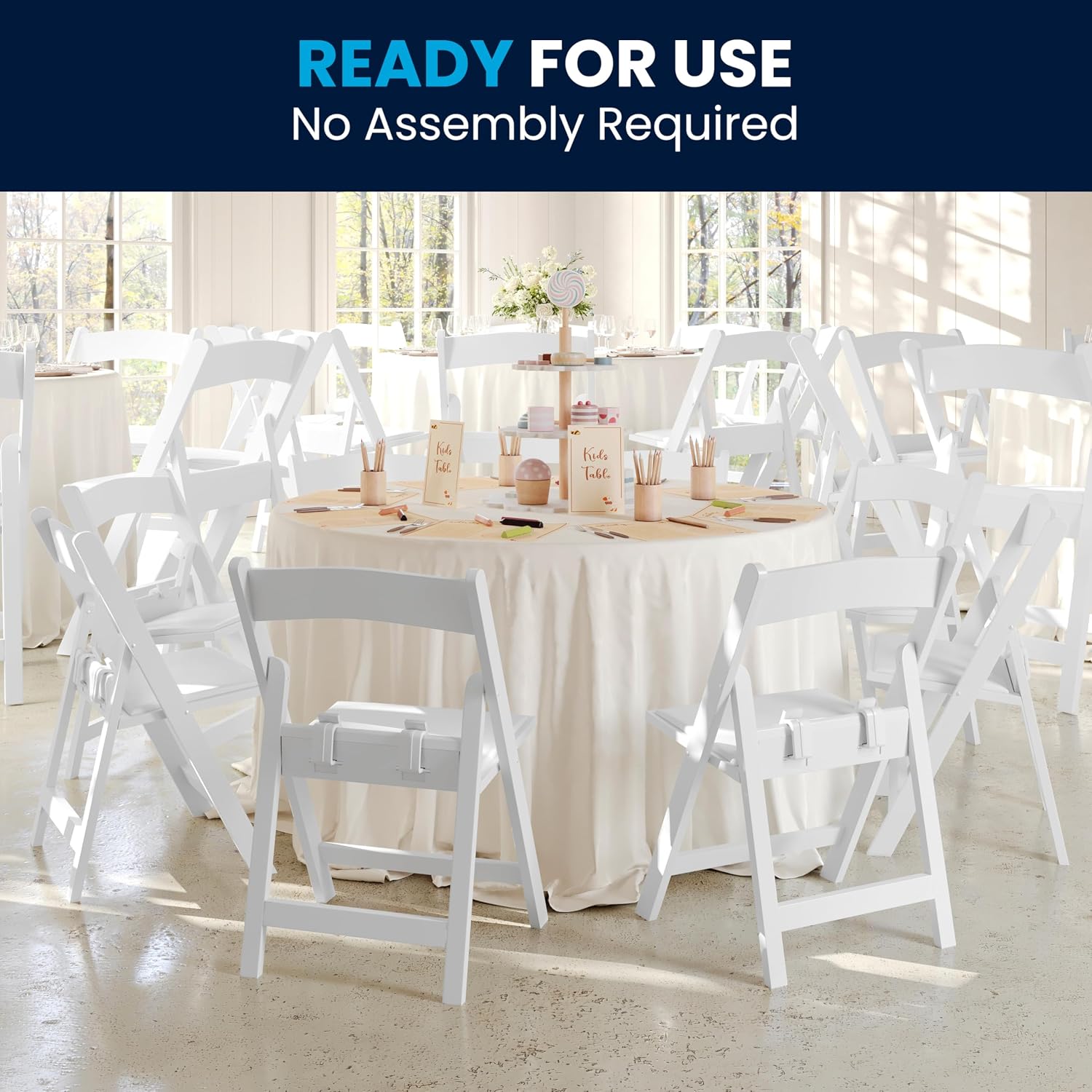 Flash Furniture Hercules Series Kids Padded Folding Chairs for Children, Children's Event Seats with 264-lb. Static Weight Capacity, Set of 11, White