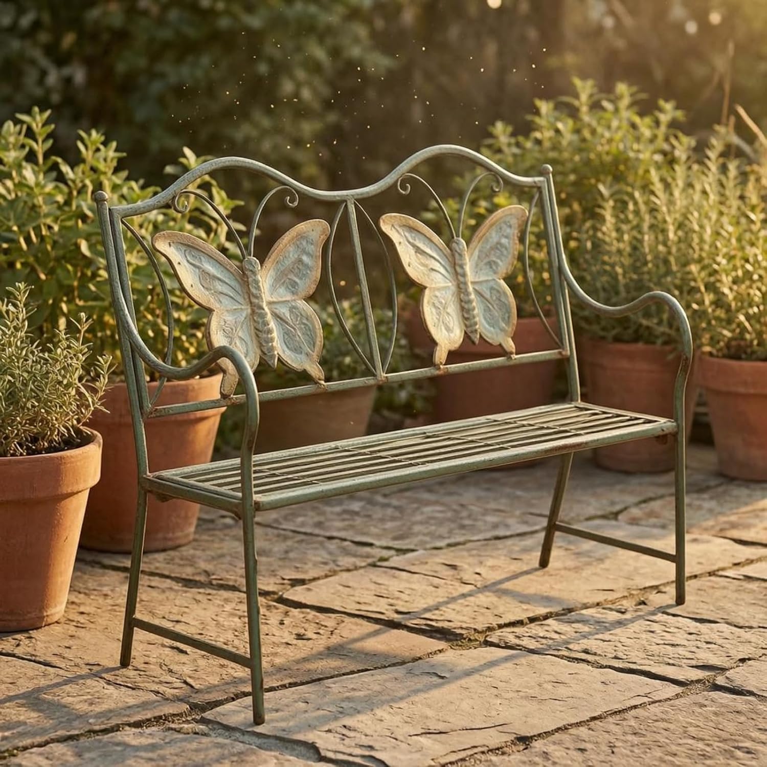 predolo Butterfly Back Bench Slatted Seat Butterfly Bench Scrollwork for Children