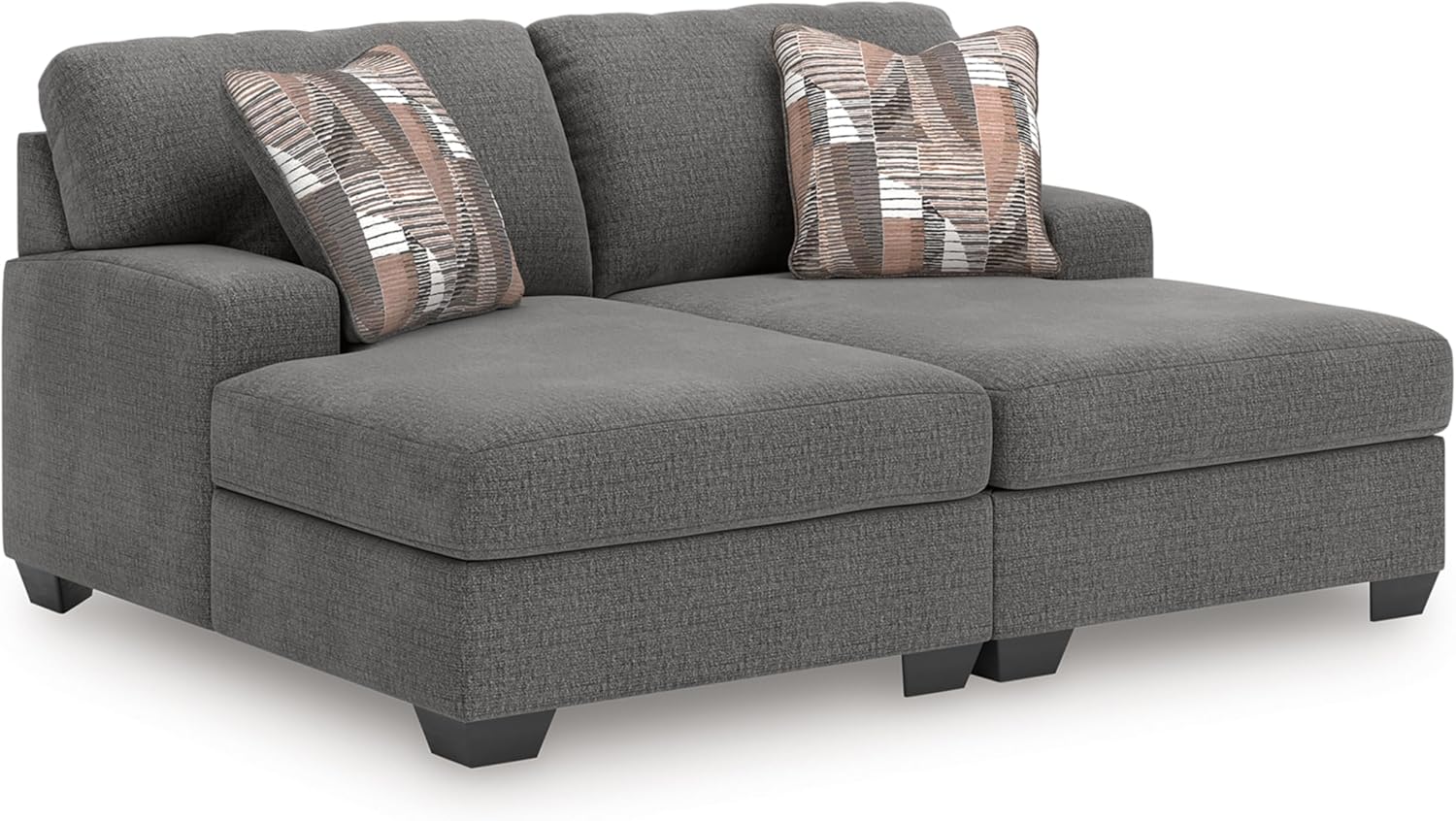 Signature Design by Ashley Double Chaise Sectional Sofa, Grey | Modern sectional couch in 100% polyester chenille, 2-piece super chaise layout for living rooms, Revenna Series