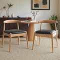 Farini Mid Century Modern Dining Chairs Set of 2, Solid Wood Frame Kitchen Chairs with PU Leather Upholstered Seat for Dining Room & Breakfast Nook,Natural-Black